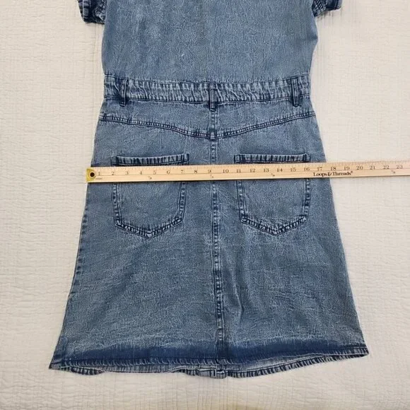 J Gee Chambray Denim Shirt Dress Women's Medium Blue Western Boho Y2K NWT Snaps - Picture 10 of 13